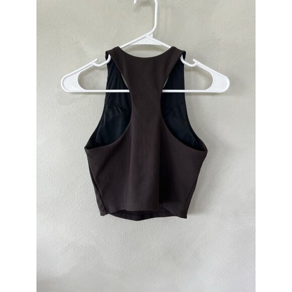 Varley Athletic Crop Tank Top Bra Gym Yoga Breathable M Medium Stretch Ribbed - Picture 3 of 3